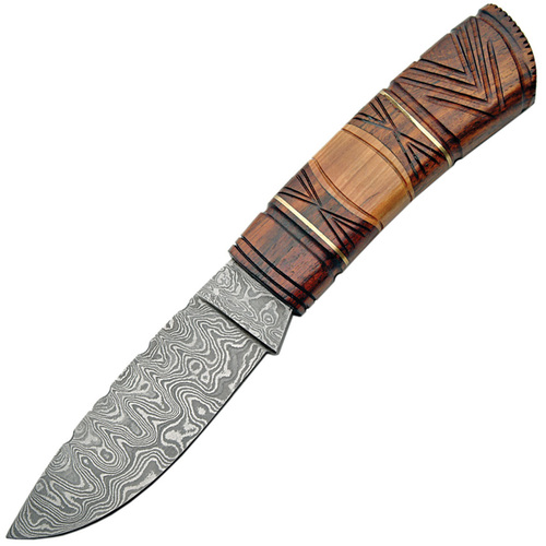 Fixed Blade Carved Wood Handle