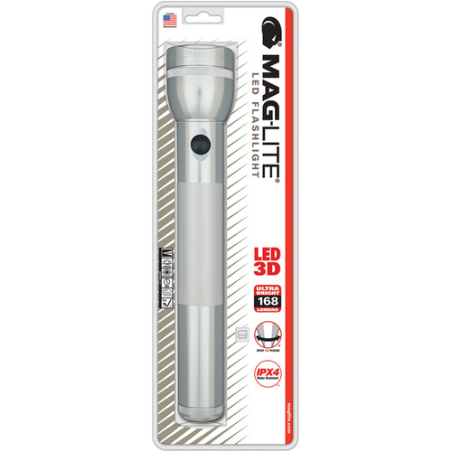 3D Cell LED Flashlight Silver